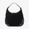 Borsa a tracolla Bar Hobo Large in pelle scamosciata nera con finiture in pelle stampata serpente lucida Borsa a tracolla Bar Hobo Large in pelle scamosciata nera con finiture in pelle stampata serpente lucida