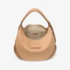 Borsa a tracolla Bar Hobo M in pelle scamosciata color caramello con finiture in pelle stile Biker