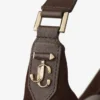 Borsa a tracolla Bar Hobo M in pelle scamosciata color cioccolato con finiture in pelle