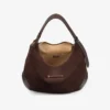 Borsa a tracolla Bar Hobo M in pelle scamosciata color cioccolato con finiture in pelle
