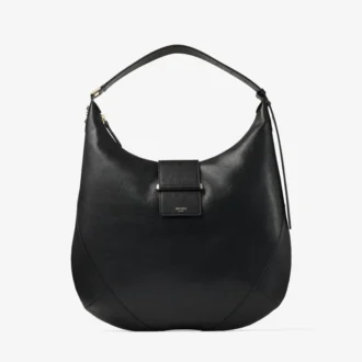 Borsa a tracolla Bar Hobo Medium in pelle Biker nera