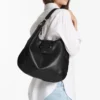 Borsa a tracolla Bar Hobo Medium in pelle Biker nera Borsa a tracolla Bar Hobo Medium in pelle Biker nera