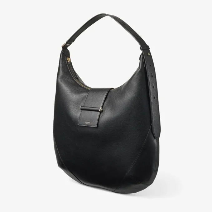 Borsa a tracolla Bar Hobo Medium in pelle Biker nera Borsa a tracolla Bar Hobo Medium in pelle Biker nera