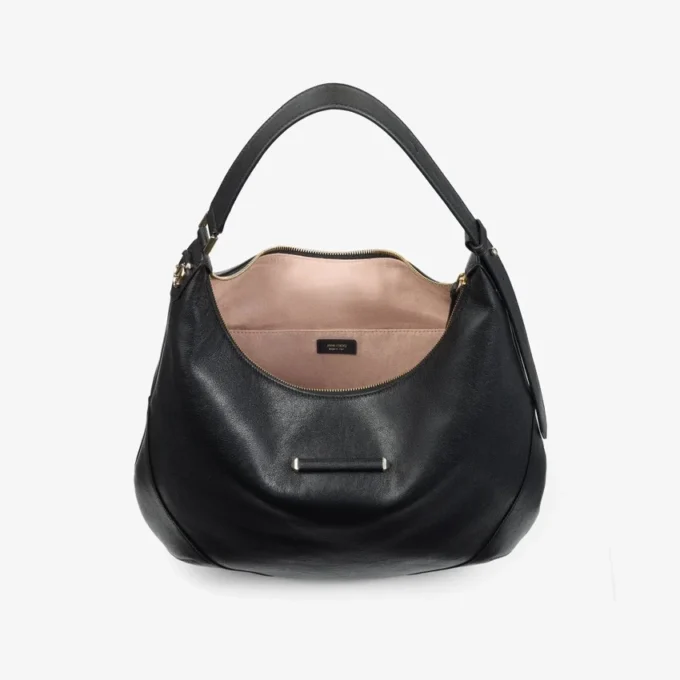 Borsa a tracolla Bar Hobo Medium in pelle Biker nera Borsa a tracolla Bar Hobo Medium in pelle Biker nera