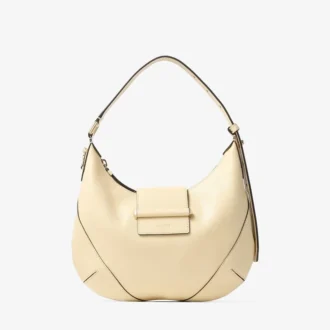 Borsa a tracolla Bar Hobo Small in pelle Biker color Buttermilk