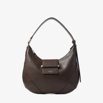 Borsa a tracolla Bar Hobo Small in pelle Biker color cioccolato