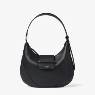 Borsa a tracolla Bar Hobo Small in pelle Biker nera