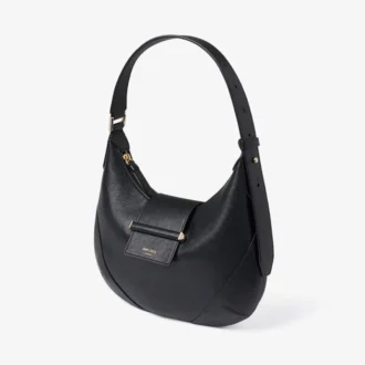 Borsa a tracolla Bar Hobo Small in pelle Biker nera