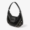 Borsa a tracolla Bar Hobo Small in pelle Biker nera con borchie in perla Borsa a tracolla Bar Hobo Small in pelle Biker nera con borchie in perla