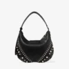 Borsa a tracolla Bar Hobo Small in pelle Biker nera con borchie in perla Borsa a tracolla Bar Hobo Small in pelle Biker nera con borchie in perla