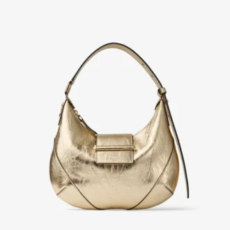 Borsa a tracolla Bar Hobo Small in pelle metallizzata oro vintage