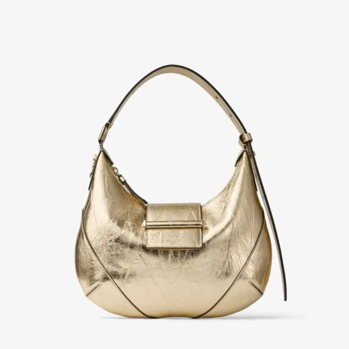 Borsa a tracolla Bar Hobo Small in pelle metallizzata oro vintage Borsa a tracolla Bar Hobo Small in pelle metallizzata oro vintage