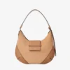 Borsa a tracolla Bar Hobo Small in pelle scamosciata color caramello con finiture in pelle stile Biker