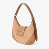 Borsa a tracolla Bar Hobo Small in pelle scamosciata color caramello con finiture in pelle stile Biker