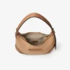 Borsa a tracolla Bar Hobo Small in pelle scamosciata color caramello con finiture in pelle stile Biker