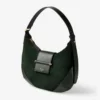Borsa a tracolla Bar Hobo Small in pelle scamosciata verde britannico con finiture in pelle Biker Borsa a tracolla Bar Hobo Small in pelle scamosciata verde britannico con finiture in pelle Biker