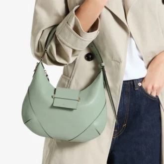Borsa a tracolla Bar Hobo Small Verde in pelle Biker