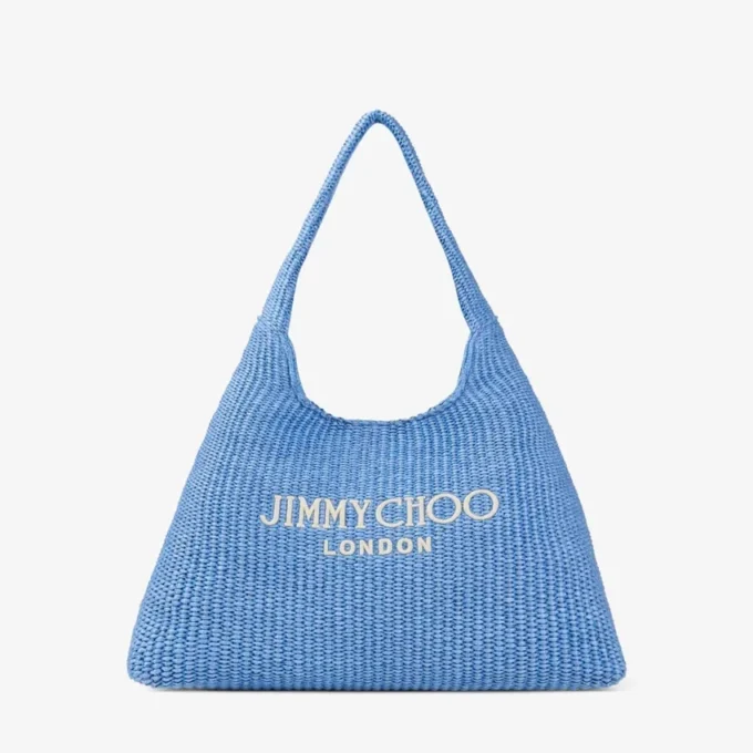 Borsa a tracolla Beach Diamond Hobo Large in rafia blu oceano ed ecru Borsa a tracolla Beach Diamond Hobo Large in rafia blu oceano ed ecru