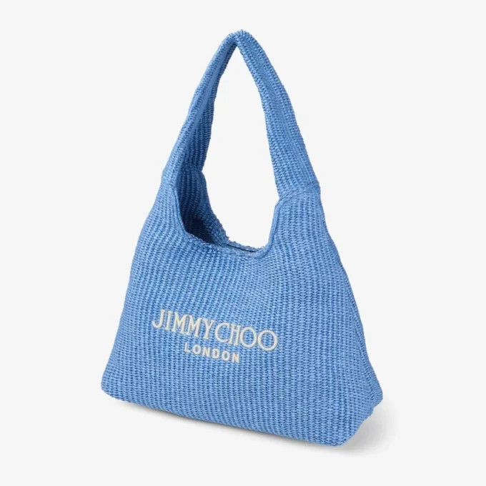 Borsa a tracolla Beach Diamond Hobo Large in rafia blu oceano ed ecru Borsa a tracolla Beach Diamond Hobo Large in rafia blu oceano ed ecru