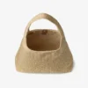 Borsa a tracolla Beach Diamond Hobo Large in rafia metallizzata oro e cappuccino scuro