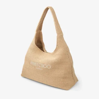 Borsa a tracolla Beach Diamond Hobo Large in rafia naturale