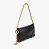 Borsa a tracolla Callie in pelle biker nera lucida con patta Borsa a tracolla Callie in pelle biker nera lucida con patta