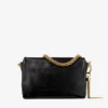 Borsa a tracolla Callie in pelle biker nera lucida con patta Borsa a tracolla Callie in pelle biker nera lucida con patta