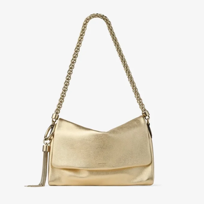 Borsa a tracolla Callie in pelle metallizzata dorata Borsa a tracolla Callie in pelle metallizzata dorata