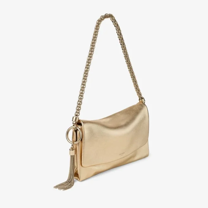 Borsa a tracolla Callie in pelle metallizzata dorata Borsa a tracolla Callie in pelle metallizzata dorata