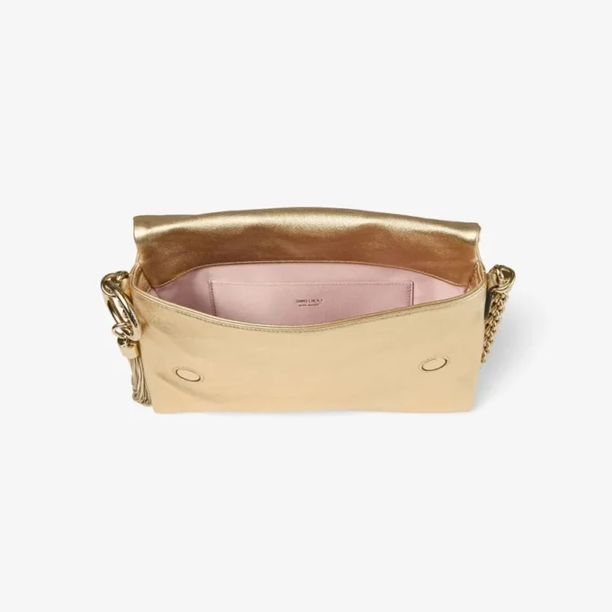Borsa a tracolla Callie in pelle metallizzata dorata Borsa a tracolla Callie in pelle metallizzata dorata