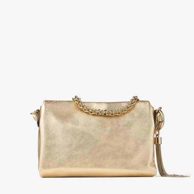 Borsa a tracolla Callie in pelle metallizzata dorata Borsa a tracolla Callie in pelle metallizzata dorata