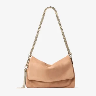 Borsa a tracolla Callie in pelle scamosciata color caramello
