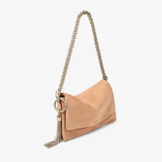 Borsa a tracolla Callie in pelle scamosciata color caramello