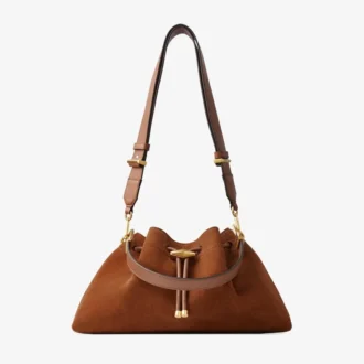 Borsa a tracolla Cinch media in pelle scamosciata color cuoio
