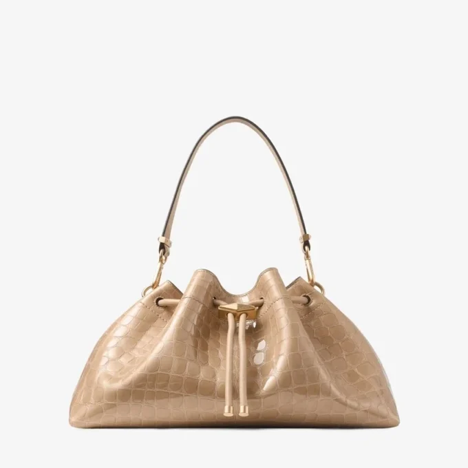 Borsa a tracolla Cinch Medium Chai in pelle goffrata effetto coccodrillo lucida Borsa a tracolla Cinch Medium Chai in pelle goffrata effetto coccodrillo lucida