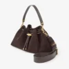 Borsa a tracolla Cinch Medium in pelle scamosciata color caffè Borsa a tracolla Cinch Medium in pelle scamosciata color caffè
