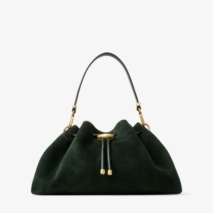 Borsa a tracolla Cinch Medium in pelle scamosciata verde britannico Borsa a tracolla Cinch Medium in pelle scamosciata verde britannico