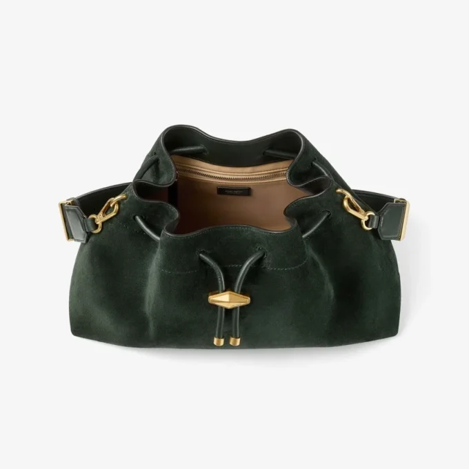 Borsa a tracolla Cinch Medium in pelle scamosciata verde britannico Borsa a tracolla Cinch Medium in pelle scamosciata verde britannico