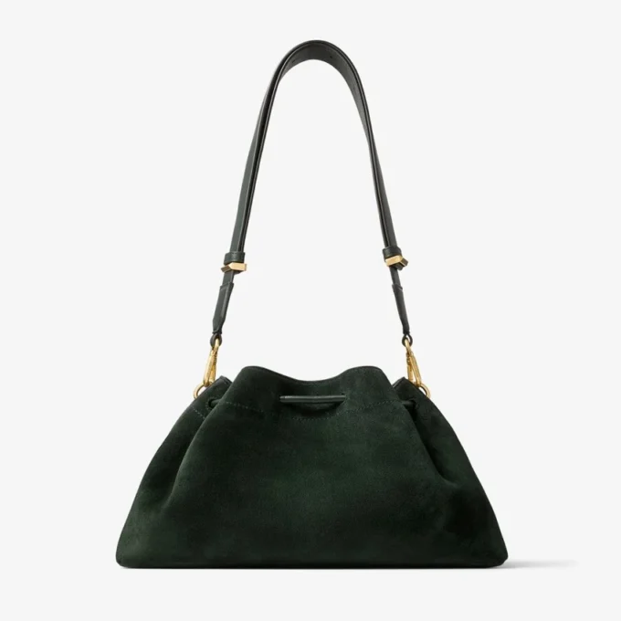 Borsa a tracolla Cinch Medium in pelle scamosciata verde britannico Borsa a tracolla Cinch Medium in pelle scamosciata verde britannico