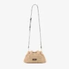 Borsa a tracolla Cinch Small in rafia lavorata all’uncinetto nei colori naturale e cioccolato con tracolla intrecciata
