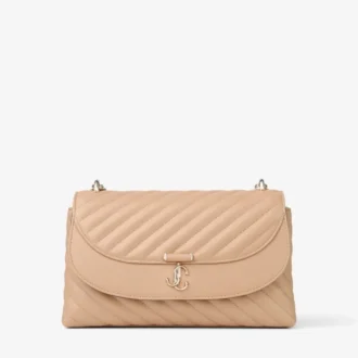 Borsa a tracolla Curve Cross Body Medium in pelle Biker trapuntata color Chai