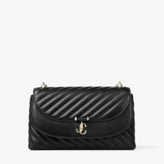 Borsa a tracolla Curve Cross Body Medium in pelle Biker trapuntata nera