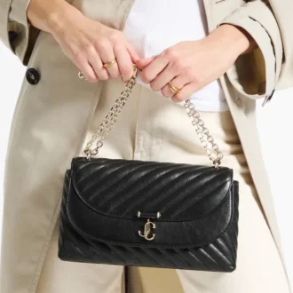 Borsa a tracolla Curve Cross Body Medium in pelle Biker trapuntata nera