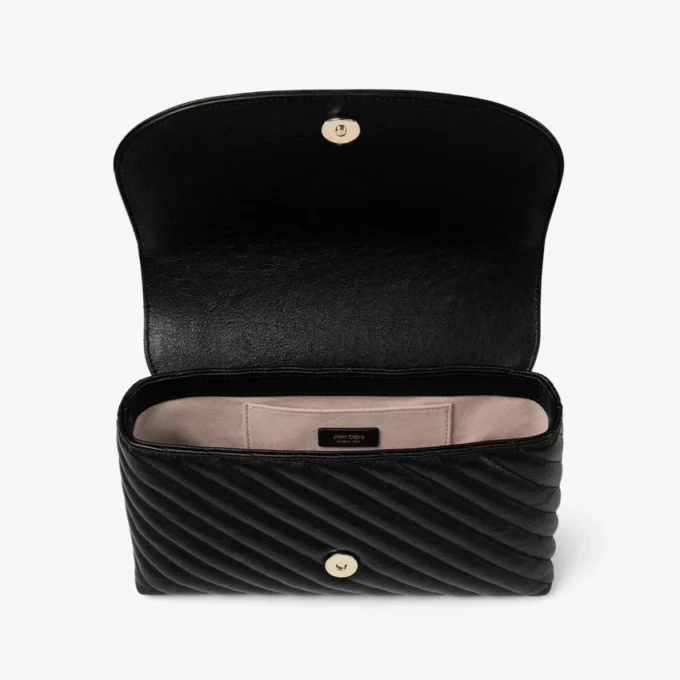 Borsa a tracolla Curve Cross Body Medium in pelle Biker trapuntata nera Borsa a tracolla Curve Cross Body Medium in pelle Biker trapuntata nera