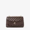 Borsa a tracolla Curve piccola in pelle Biker trapuntata color cioccolato Borsa a tracolla Curve piccola in pelle Biker trapuntata color cioccolato