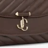 Borsa a tracolla Curve piccola in pelle Biker trapuntata color cioccolato Borsa a tracolla Curve piccola in pelle Biker trapuntata color cioccolato
