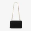 Borsa a tracolla Curve piccola in velluto trapuntato nero con barra Jc in cristallo Borsa a tracolla Curve piccola in velluto trapuntato nero con barra Jc in cristallo