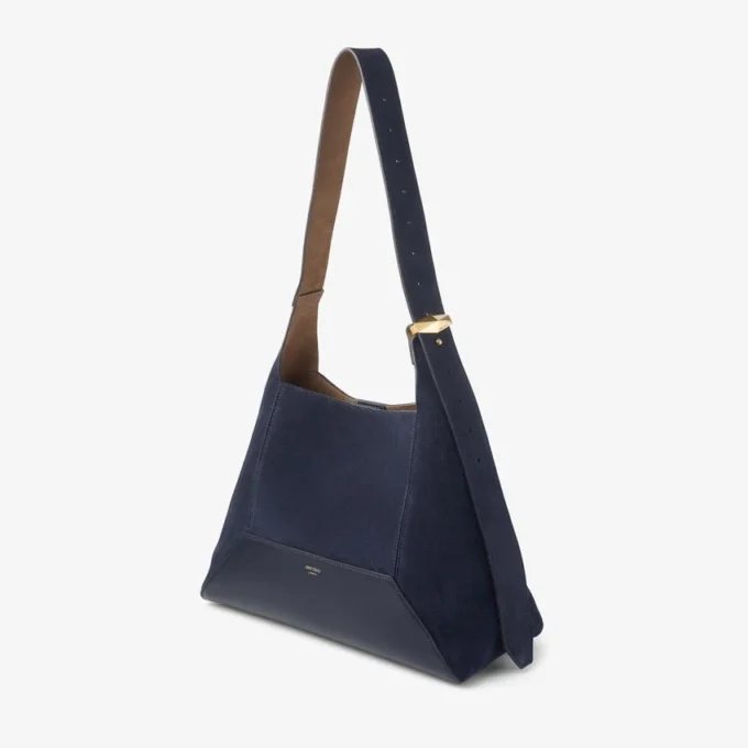 Borsa a tracolla Diamond Hobo Medium in pelle scamosciata blu navy Borsa a tracolla Diamond Hobo Medium in pelle scamosciata blu navy