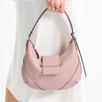 Borsa a tracolla in pelle Biker Bar Hobo Small Rosa