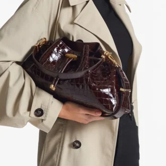 Borsa a tracolla media Cinch in pelle goffrata effetto coccodrillo Sambuco